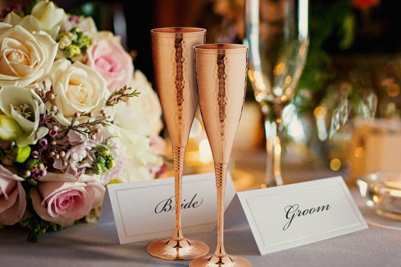 Mosscoff Copper champagne flutes of 6.7 oz set of 2 â€“ Luxurious hammered copper champagne glasses â€“ Each one is handcrafted and lacquered to prevent from tarnishing. - Image 5